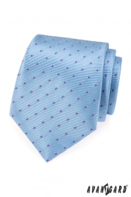 Stredne modrá kravata modré a ružové štvorčeky