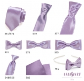 Svetlo fialová francúzska chlapčenská kravata + vreckovka - uni