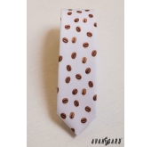 Smotanová úzka kravata so zrnkami kávy - šírka 5 cm