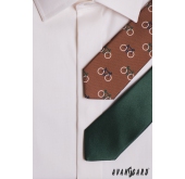 Hnedá slim kravata vzor bicykel - šírka 5 cm
