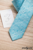Tyrkysová slim kravata s paisley vzorom - šírka 6 cm