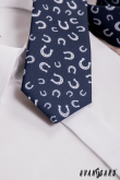 Modrá kravata s podkovami - šírka 7 cm
