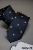 Modrá kravata vzor Buldoček - šírka 7 cm