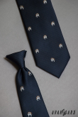 Modrá kravata vzor Buldoček - šírka 7 cm