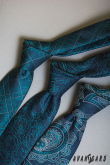 Vzorovaná kravata petrolejovej farby - šírka 8 cm