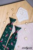 Zelená kravata 31 cm s vianočným motívom - dĺžka 31 cm