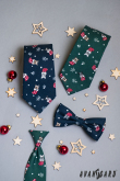 Zelená kravata 31 cm s vianočným motívom - dĺžka 31 cm