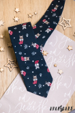 Tmavomodrá vianočná kravata s buldočkom - šírka 7 cm