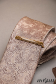 Béžová kravata s paisley motívom - šírka 7 cm