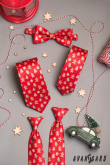 Červená kravata s vianočnými perníčkami - šírka 7 cm
