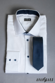 Biela pánska košeľa SLIM s modrými doplnkami - 52/194