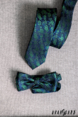 Úzka kravata s modro-zeleným vzorom - šírka 5 cm