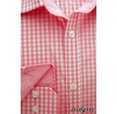 Pánska košeľa slim s ružovou kockou dlhý rukáv - 43/182