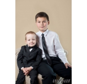 Chlapčenská kravata - Čierna lesk - dĺžka 44 cm