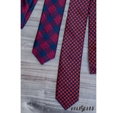 Modro-červená károvaná slim kravata - šírka 5 cm