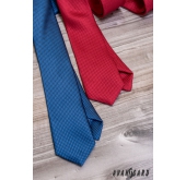 Tmavo modrá slim kravata s prepletaným vzorom