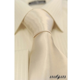 Lesklá kravata smotanovej farby - šírka 7 cm