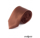 Hnedá hladká kravata pre mužov - šírka 7 cm