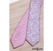 Ružovo-sivá kravata Paisley - šírka 7 cm