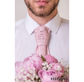 Francouszká kravata púdrový ružový Paisley vzor - uni