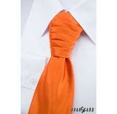 Výrazná oranžová francúzska kravata s vreckovkou - uni