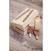 Luxusné traky na klipy zlaté v darčekovej krabičke - šírky 35 mm