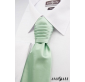 Jemne zelená francúzska kravata s vreckovkou - uni