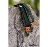 Zelené elastické traky s koženými doplnkami - šírky 35 mm