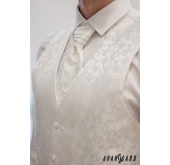 Smetanová svadobná vesta a francúzska kravata s jemným vzorom - 66