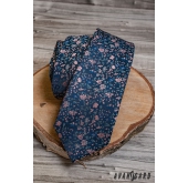 Elegantné modrá kravata s kvetinovým vzorom