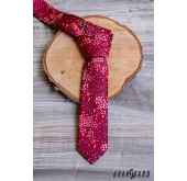 Vínová úzka kravata s kvetinovým vzorom - šírka 6 cm